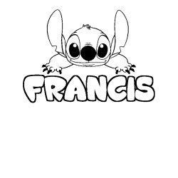Coloriage prénom FRANCIS - décor Stitch
