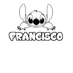 Coloriage prénom FRANCISCO - décor Stitch