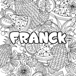 Coloriage prénom FRANCK - décor Mandala fruits
