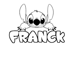 Coloriage prénom FRANCK - décor Stitch