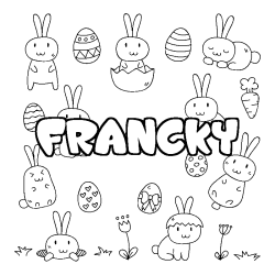 Coloriage prénom FRANCKY - décor Paques