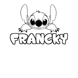 Coloriage prénom FRANCKY - décor Stitch