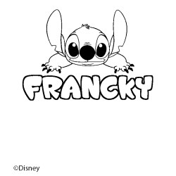 Coloriage pr&eacute;nom FRANCKY - d&eacute;cor Stitch