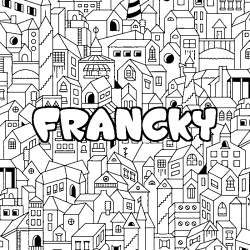 Coloriage prénom FRANCKY - décor Ville