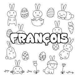 Coloriage prénom FRANÇOIS - décor Paques