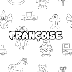 Coloriage prénom FRANÇOISE - décor Jouets