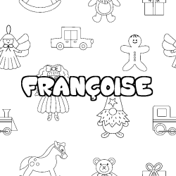Coloriage pr&eacute;nom FRAN&Ccedil;OISE - d&eacute;cor Jouets