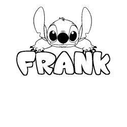 Coloriage prénom FRANK - décor Stitch