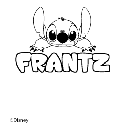 Coloriage pr&eacute;nom FRANTZ - d&eacute;cor Stitch