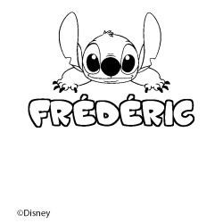 Coloriage pr&eacute;nom FR&Eacute;D&Eacute;RIC - d&eacute;cor Stitch