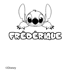 Coloriage pr&eacute;nom FR&Eacute;D&Eacute;RIQUE - d&eacute;cor Stitch