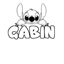 Coloriage prénom GABIN - décor Stitch