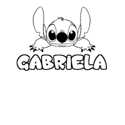 Coloriage prénom GABRIELA - décor Stitch