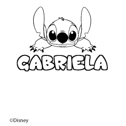 Coloriage pr&eacute;nom GABRIELA - d&eacute;cor Stitch