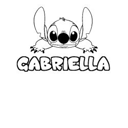 Coloriage prénom GABRIELLA - décor Stitch