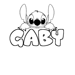 Coloriage prénom GABY - décor Stitch