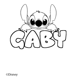 Coloriage pr&eacute;nom GABY - d&eacute;cor Stitch