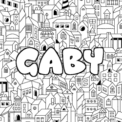 Coloriage prénom GABY - décor Ville