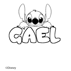 Coloriage pr&eacute;nom GAEL - d&eacute;cor Stitch