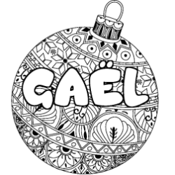 Coloriage pr&eacute;nom GA&Euml;L - d&eacute;cor Boule de No&euml;l