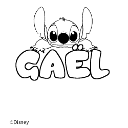 Coloriage pr&eacute;nom GA&Euml;L - d&eacute;cor Stitch