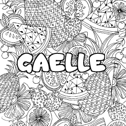 Coloriage pr&eacute;nom GAELLE - d&eacute;cor Mandala fruits