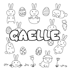 Coloriage pr&eacute;nom GAELLE - d&eacute;cor Paques