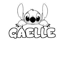 Coloriage prénom GAELLE - décor Stitch