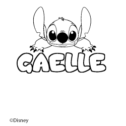 Coloriage pr&eacute;nom GAELLE - d&eacute;cor Stitch