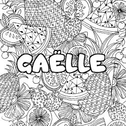 Coloriage pr&eacute;nom GA&Euml;LLE - d&eacute;cor Mandala fruits