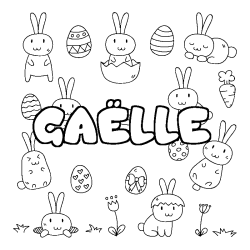 Coloriage pr&eacute;nom GA&Euml;LLE - d&eacute;cor Paques