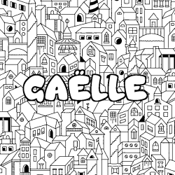 Coloriage pr&eacute;nom GA&Euml;LLE - d&eacute;cor Ville