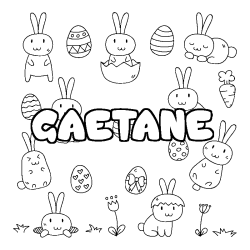 Coloriage pr&eacute;nom GAETANE - d&eacute;cor Paques