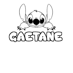 Coloriage prénom GAETANE - décor Stitch