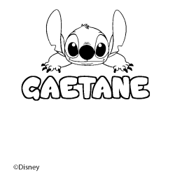 Coloriage pr&eacute;nom GAETANE - d&eacute;cor Stitch