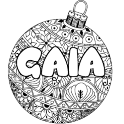 Coloriage pr&eacute;nom GAIA - d&eacute;cor Boule de No&euml;l