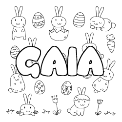 Coloriage pr&eacute;nom GAIA - d&eacute;cor Paques