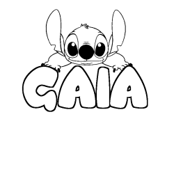Coloriage prénom GAIA - décor Stitch