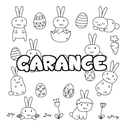 Coloriage pr&eacute;nom GARANCE - d&eacute;cor Paques