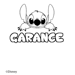 Coloriage pr&eacute;nom GARANCE - d&eacute;cor Stitch