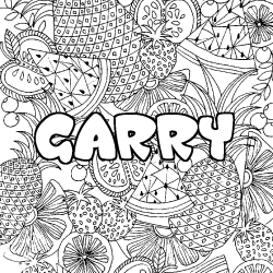 Coloriage pr&eacute;nom GARRY - d&eacute;cor Mandala fruits