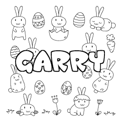 Coloriage pr&eacute;nom GARRY - d&eacute;cor Paques