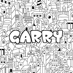 Coloriage pr&eacute;nom GARRY - d&eacute;cor Ville
