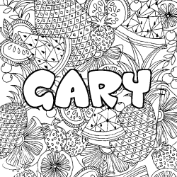Coloriage prénom GARY - décor Mandala fruits