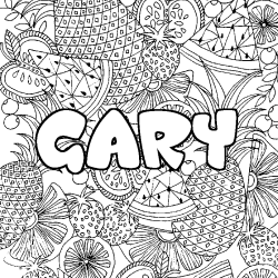 Coloriage pr&eacute;nom GARY - d&eacute;cor Mandala fruits