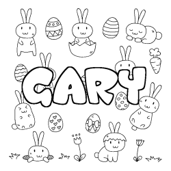 Coloriage pr&eacute;nom GARY - d&eacute;cor Paques