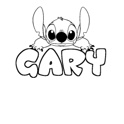 Coloriage prénom GARY - décor Stitch