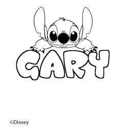 Coloriage pr&eacute;nom GARY - d&eacute;cor Stitch