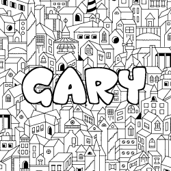 Coloriage prénom GARY - décor Ville