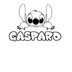 Coloriage prénom GASPARD - décor Stitch